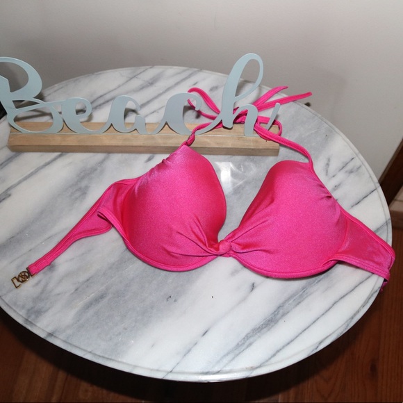 Victoria's Secret Other - PINK bikini top with gold VS accents
